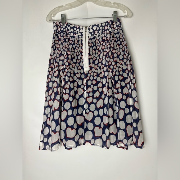 NY 77 Heart Print 100% Cotton A-line Skirt - Picture 2 of 4